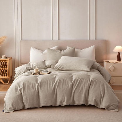 Stonewashed Texture Khaki Duvet Cover Set