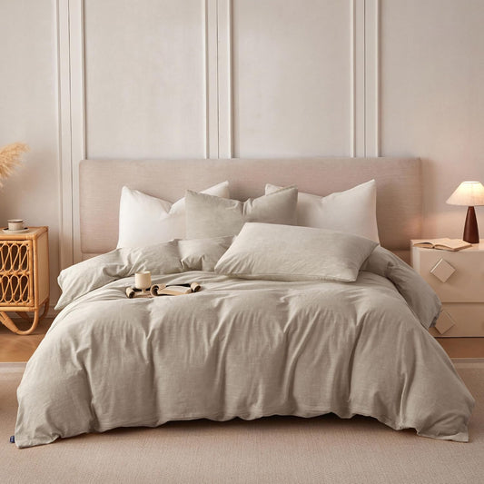 Stonewashed Texture Khaki Duvet Cover Set