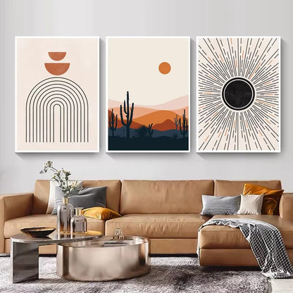 Sun Moon Desert Cactus Canvas