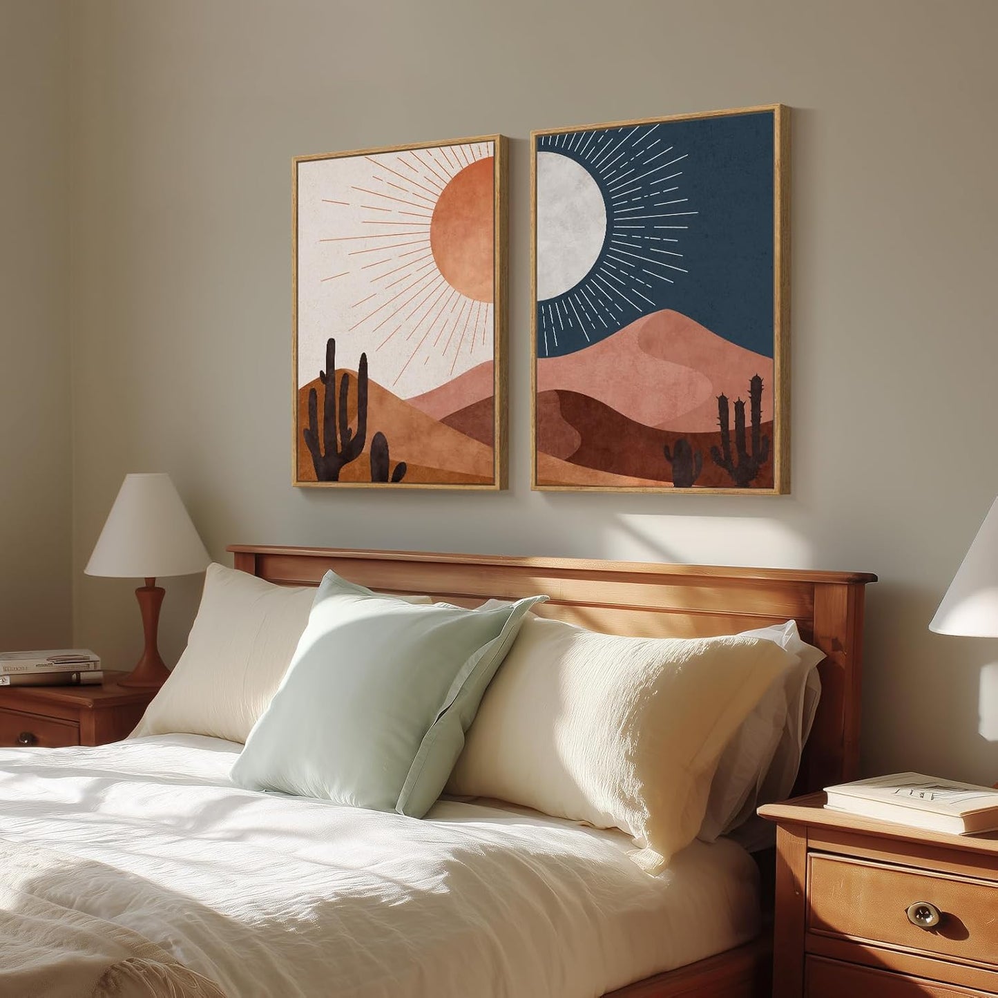 Sun Moon Cactus Canvas Art