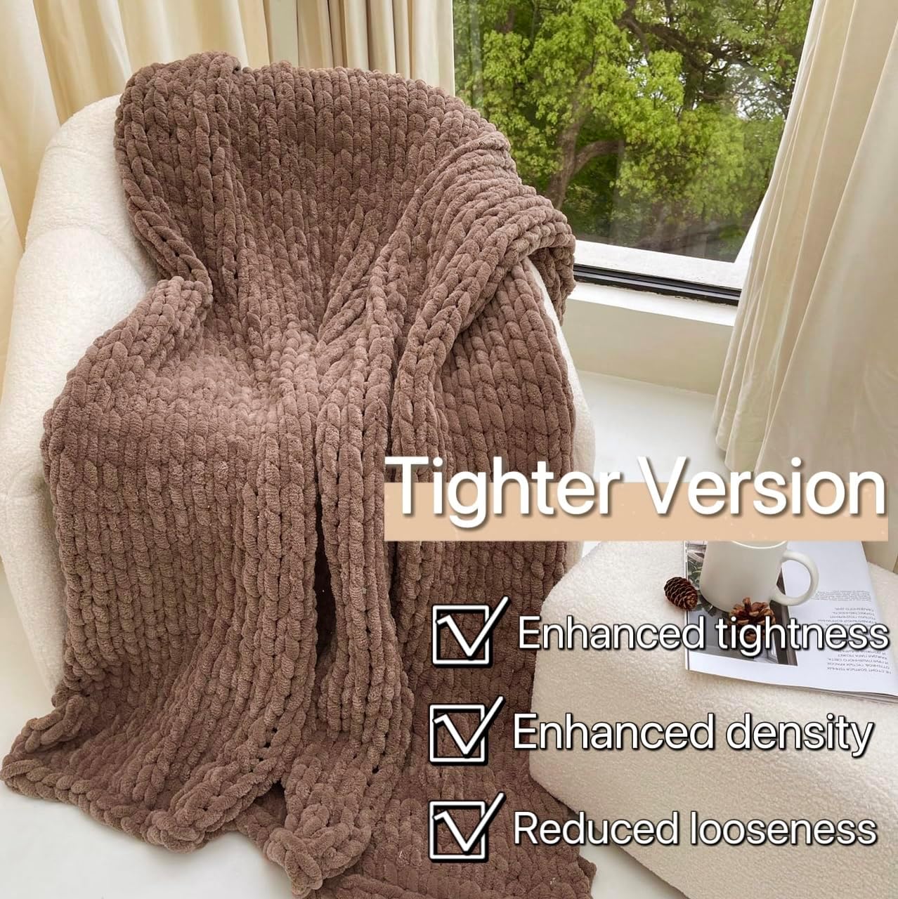 Thick Knitted Throw Blanket