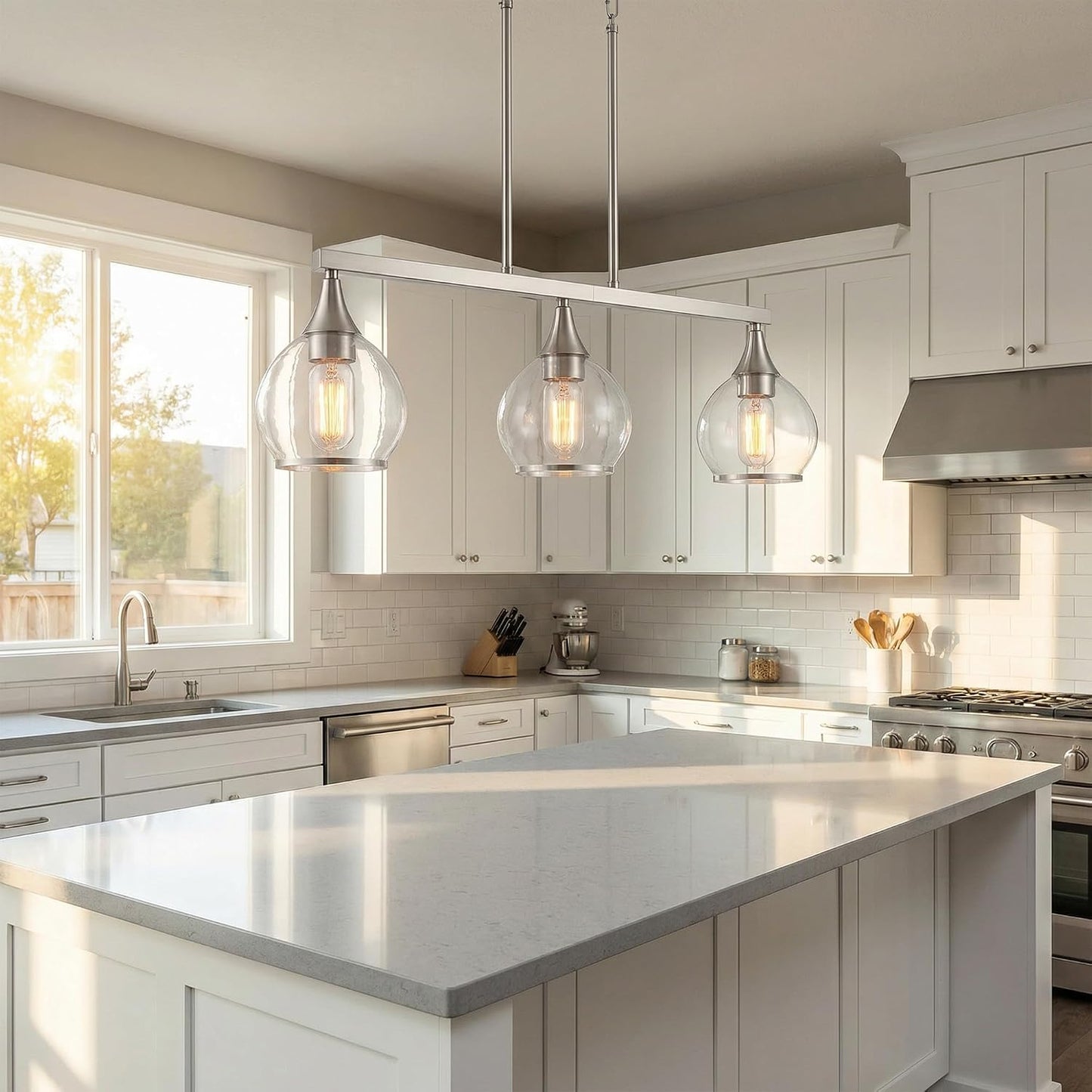 Trio Globe Glass Pendant Light
