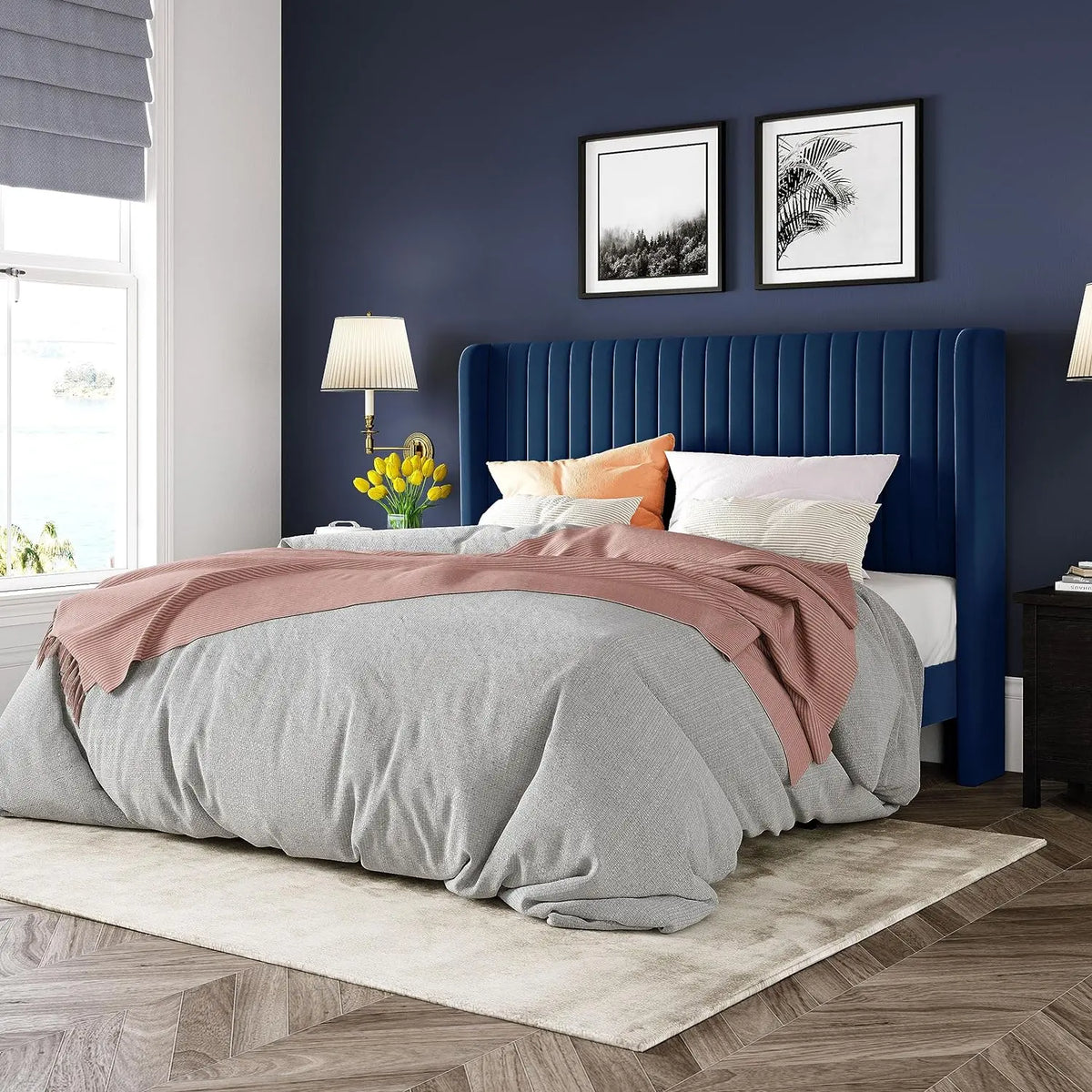Tufted Wingback Velvet Bed Frame - Decorstly