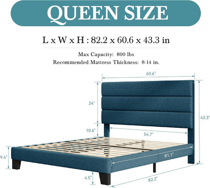Upholstered Linen Mid Century Bed Frame
