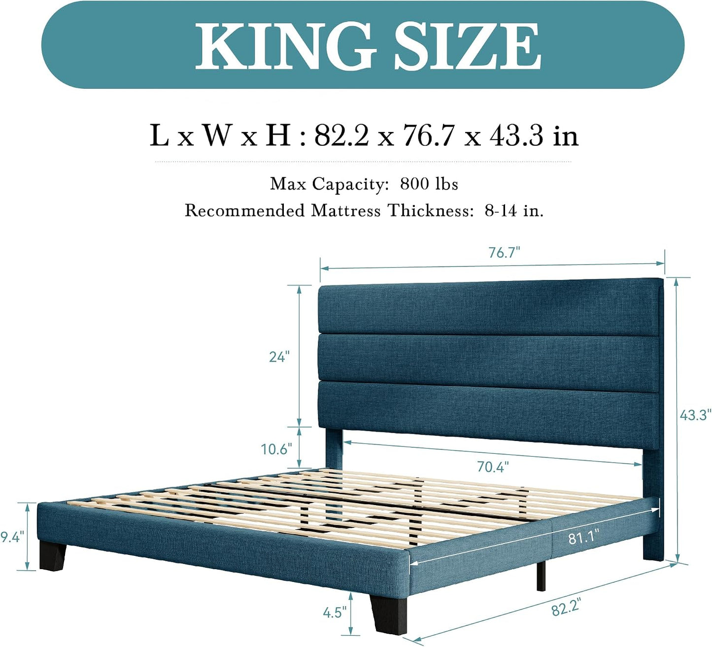 Upholstered Linen Mid Century Bed Frame