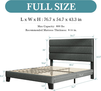 Upholstered Linen Mid Century Bed Frame
