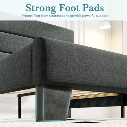 Upholstered Linen Mid Century Bed Frame