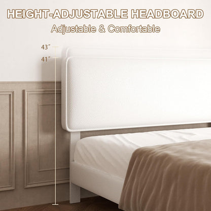 Upholstered Lychee Grain Leather Bed Frame