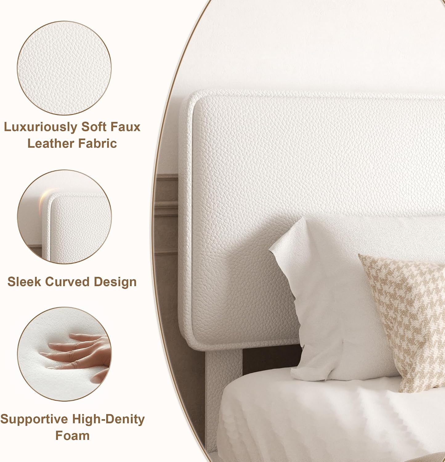 Upholstered Lychee Grain Leather Bed Frame