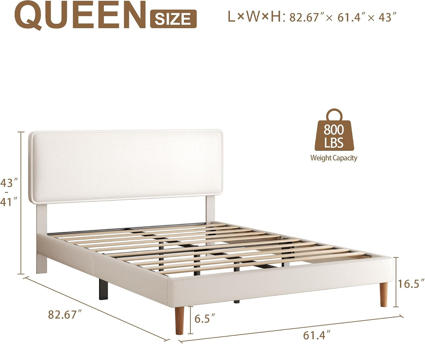 Upholstered Lychee Grain Leather Bed Frame