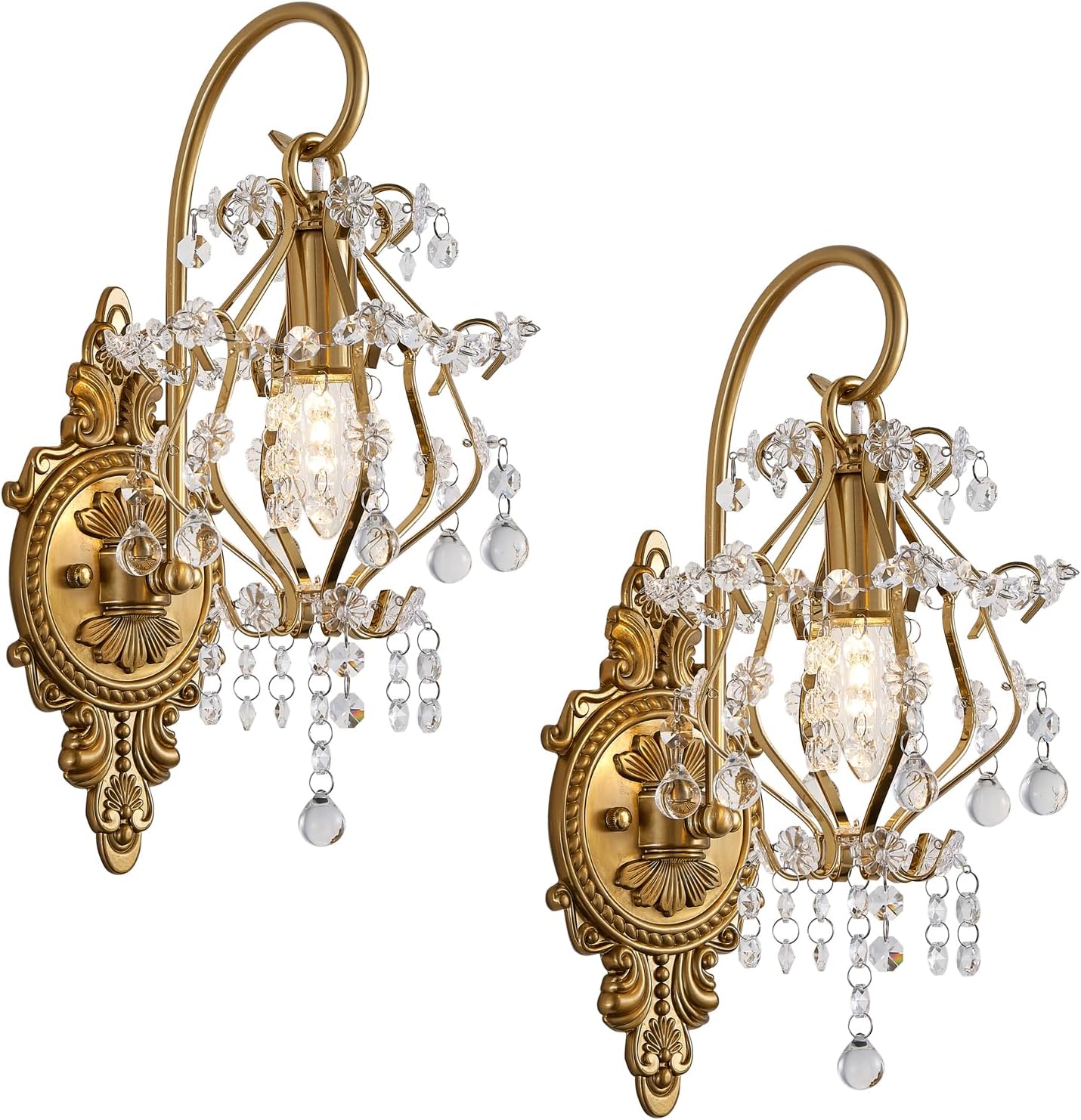 Vintage Gold Crystal Wall Sconce