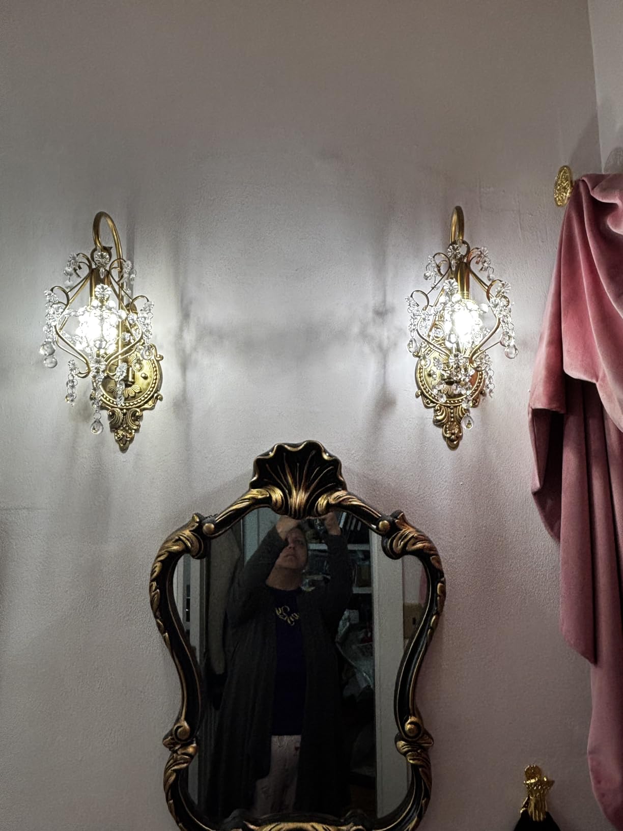 Vintage Gold Crystal Wall Sconce