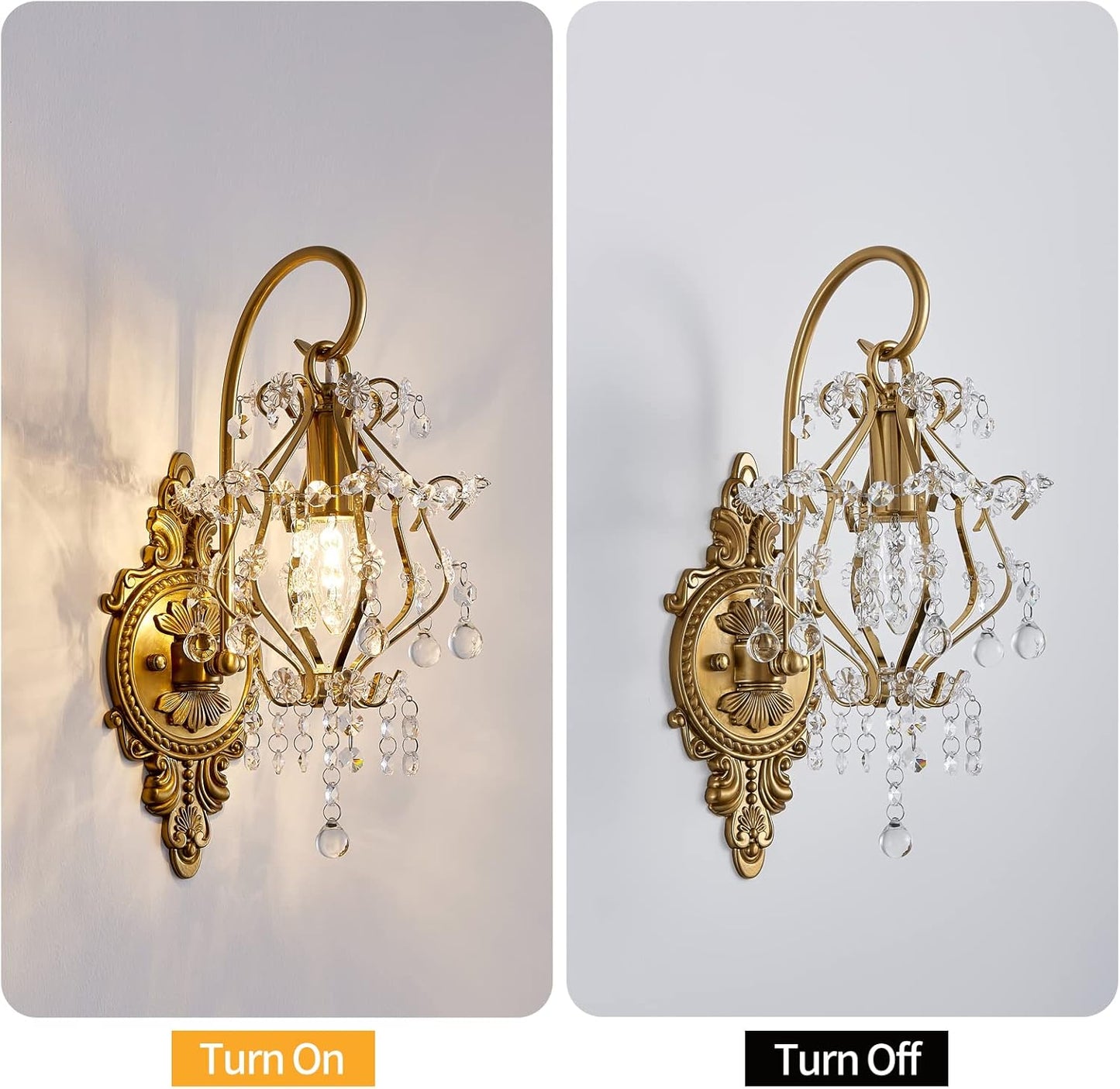 Vintage Gold Crystal Wall Sconce