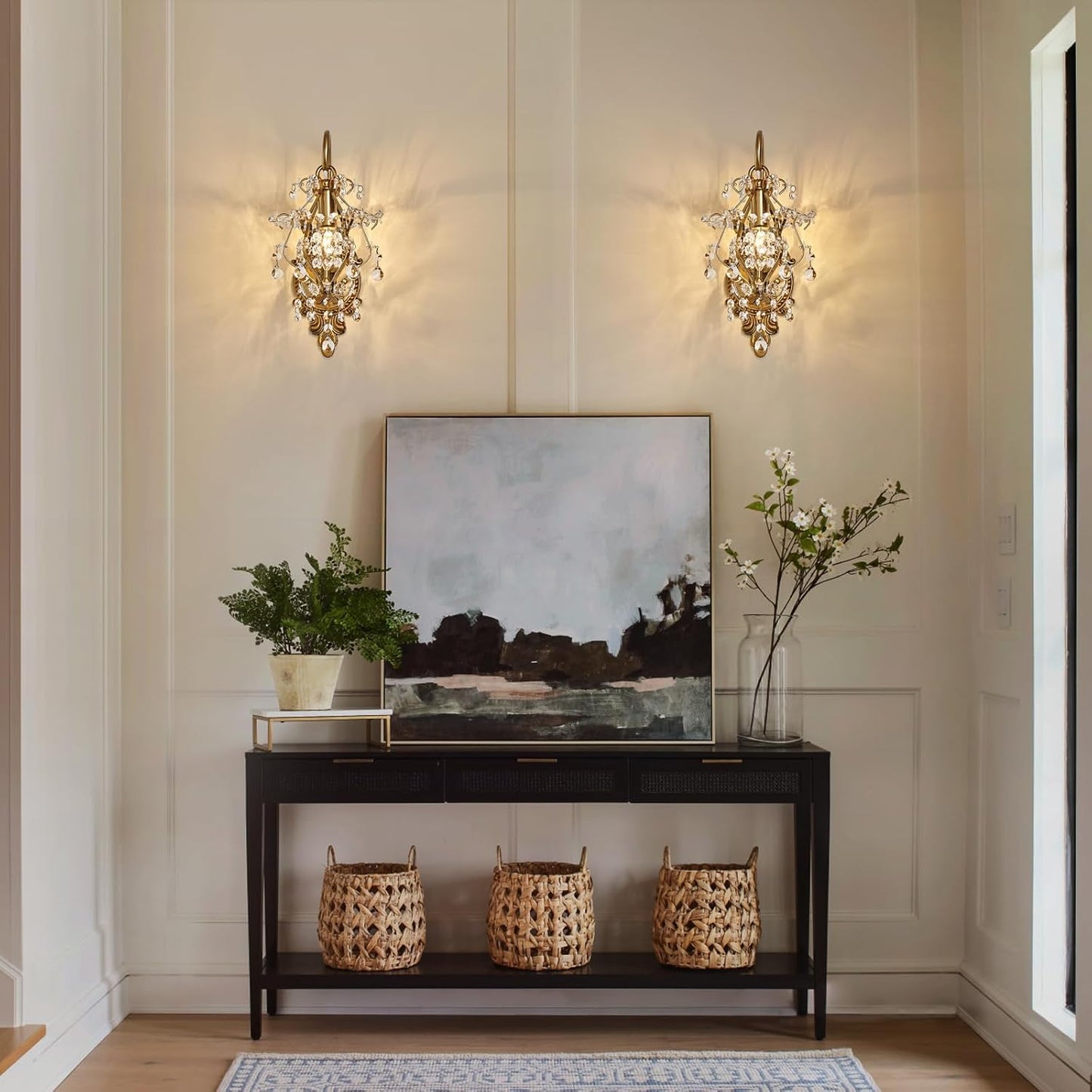 Vintage Gold Crystal Wall Sconce