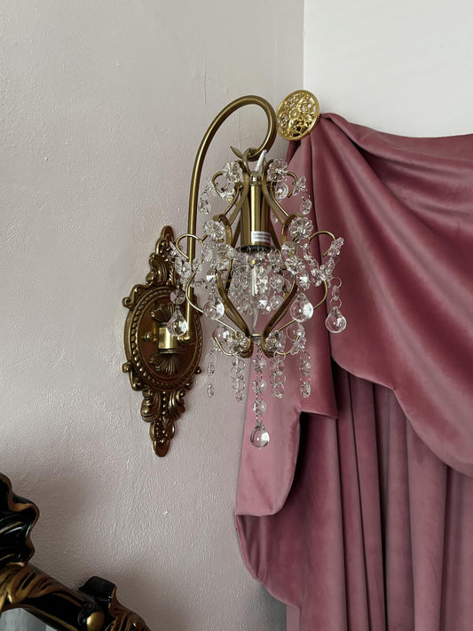 Vintage Gold Crystal Wall Sconce