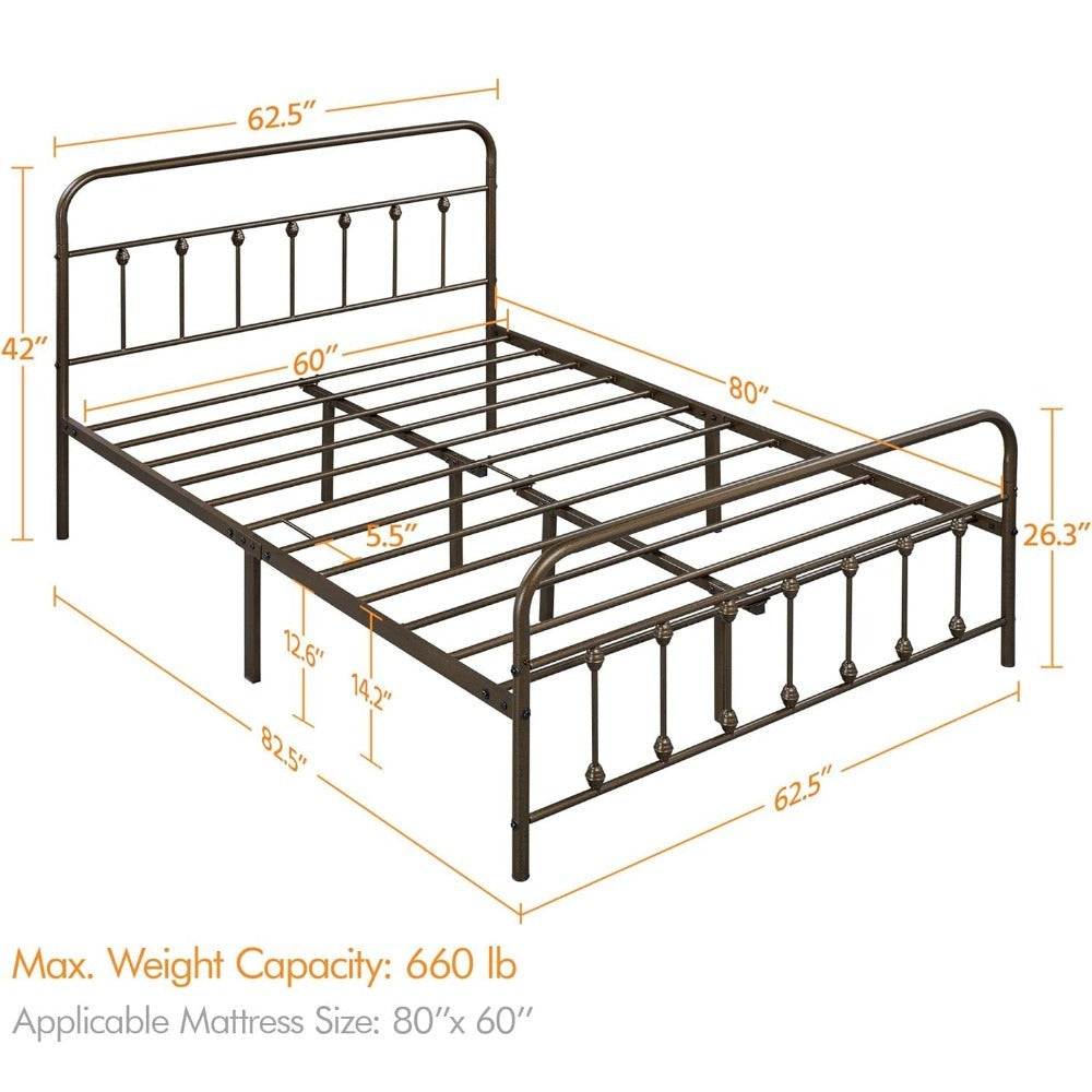 Vintage Iron-Art Panel Bed Frame