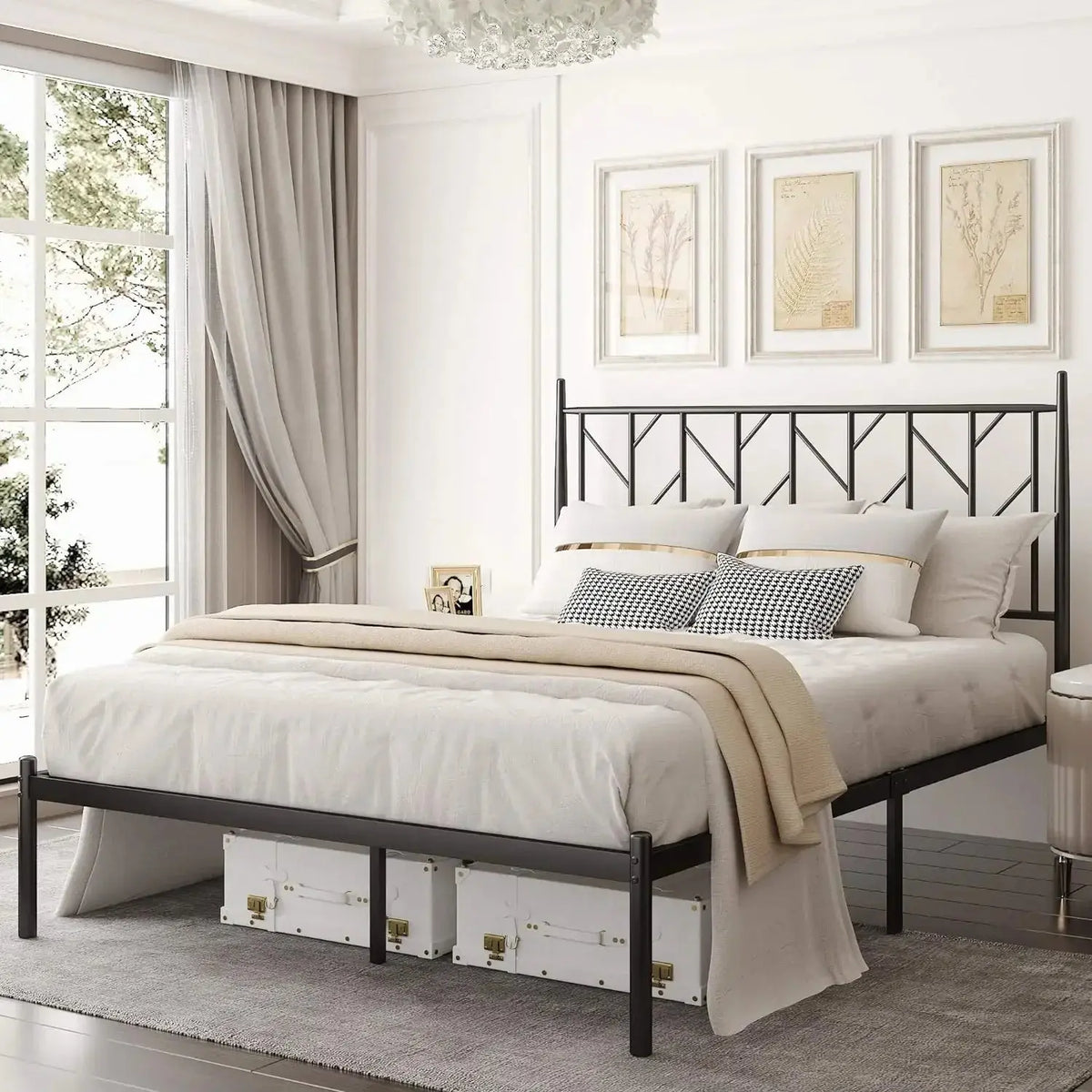 Vintage Metal Platform Bed Frame - Decorstly