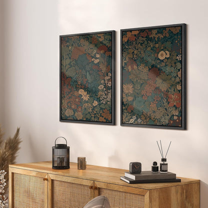 Vintage Botanical Floral Canvas Art Set