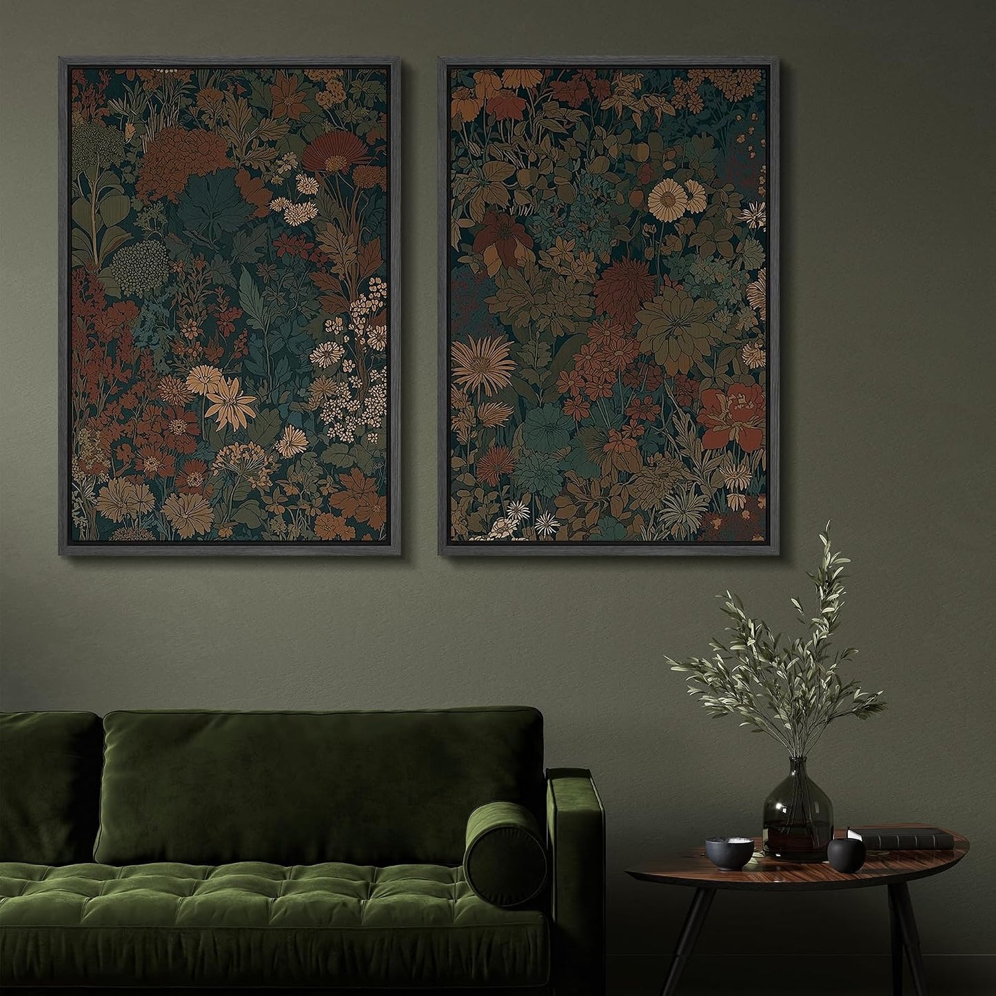 Vintage Botanical Floral Canvas Art Set