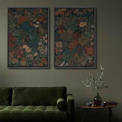 Vintage Botanical Floral Canvas Art Set