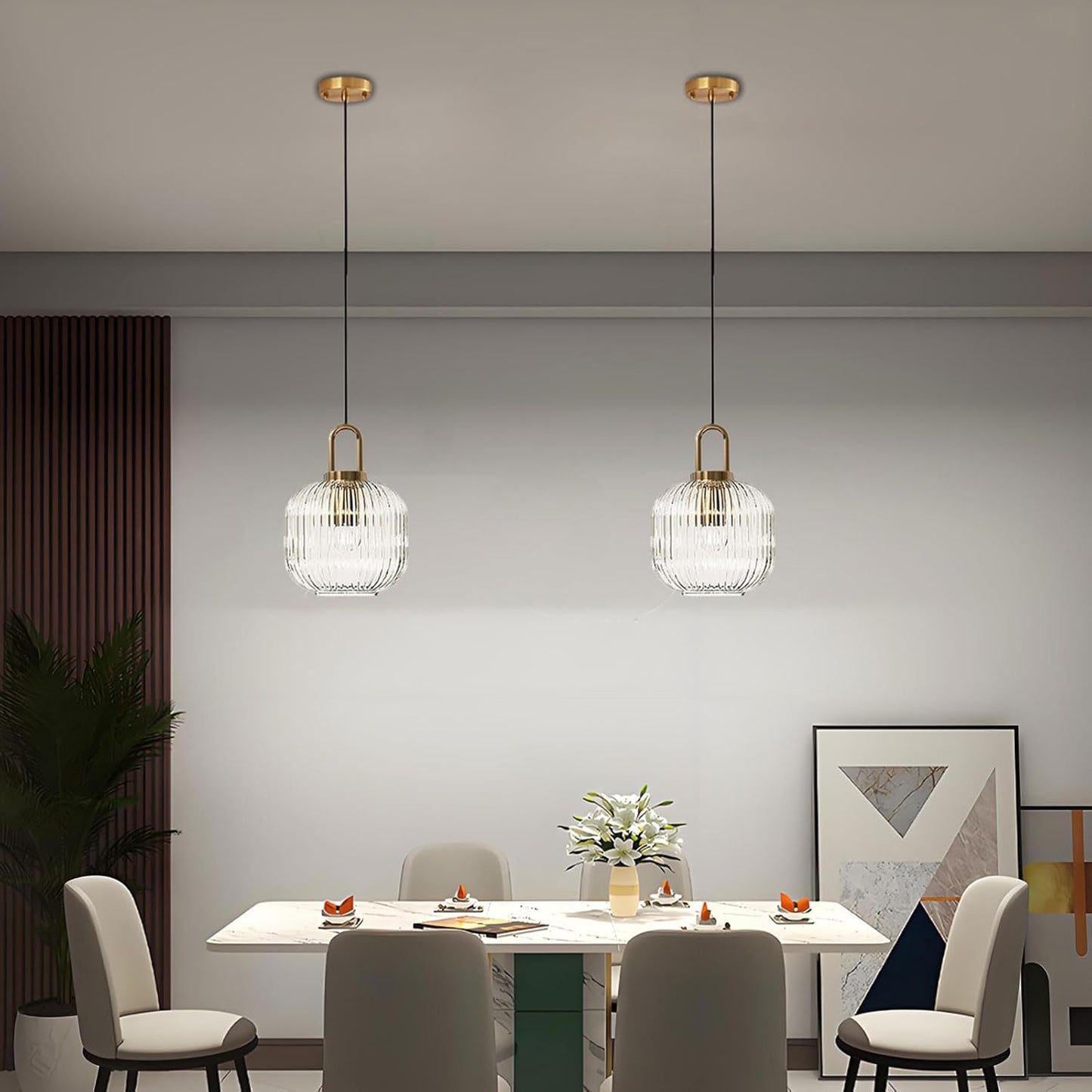 Vintage Striped Glass Pendant Light