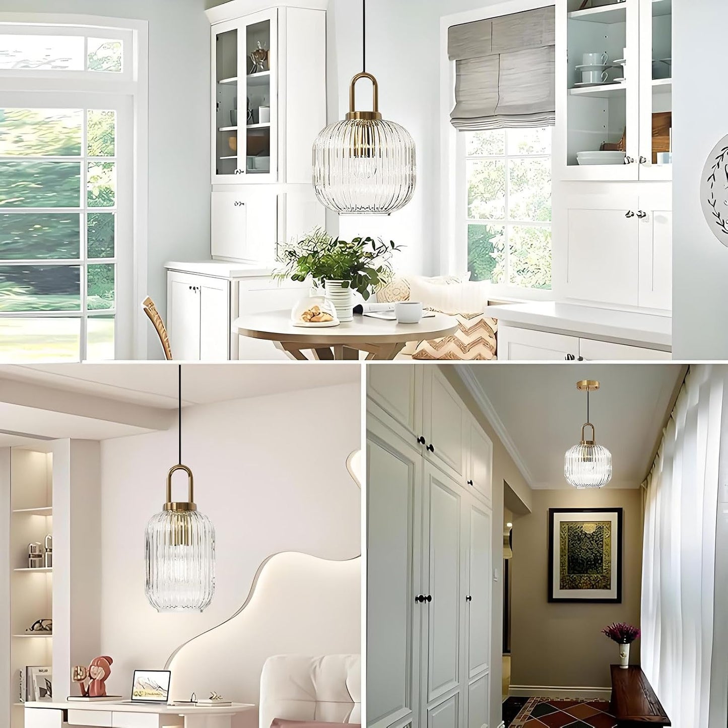 Vintage Striped Glass Pendant Light