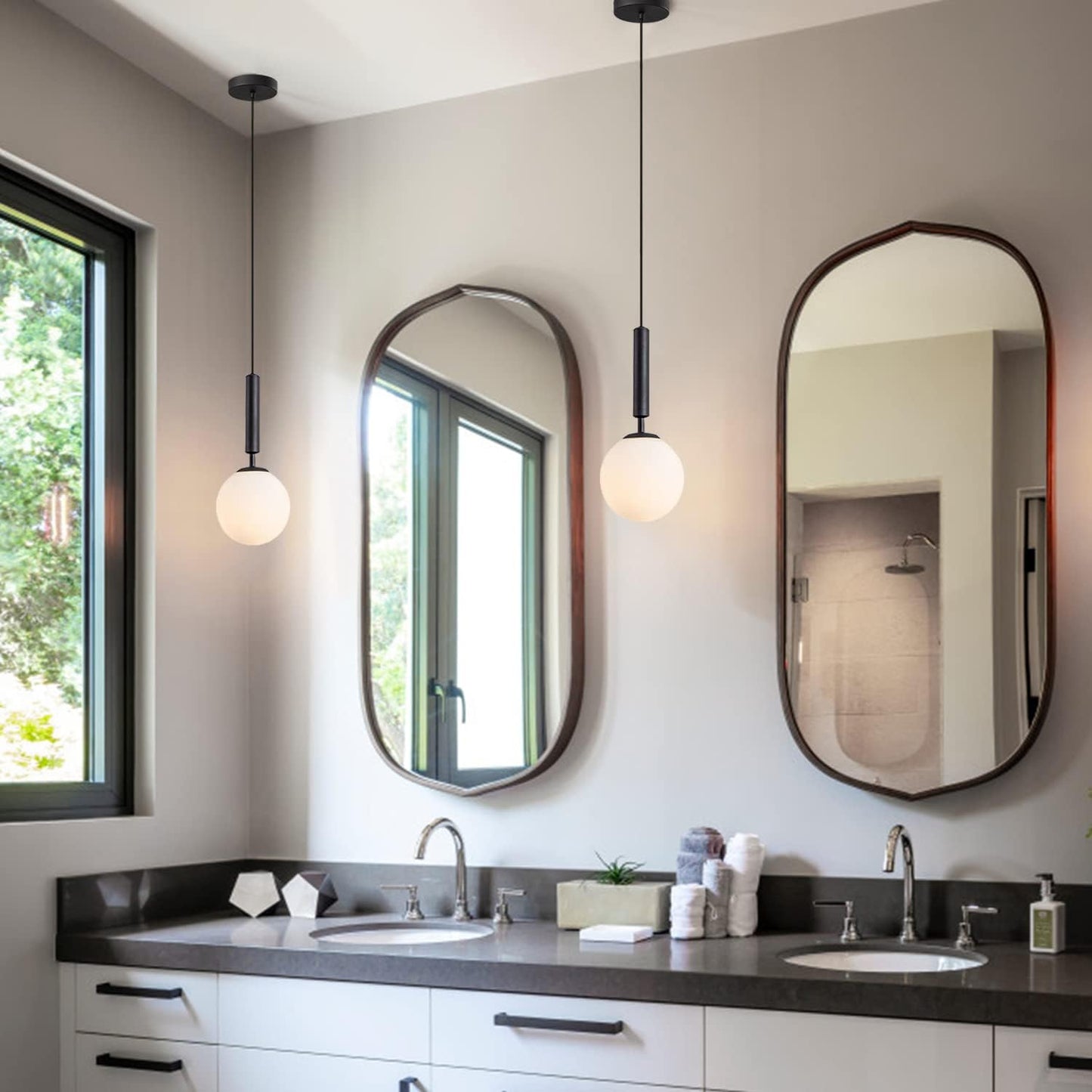 White Milk Glass Pendant Light
