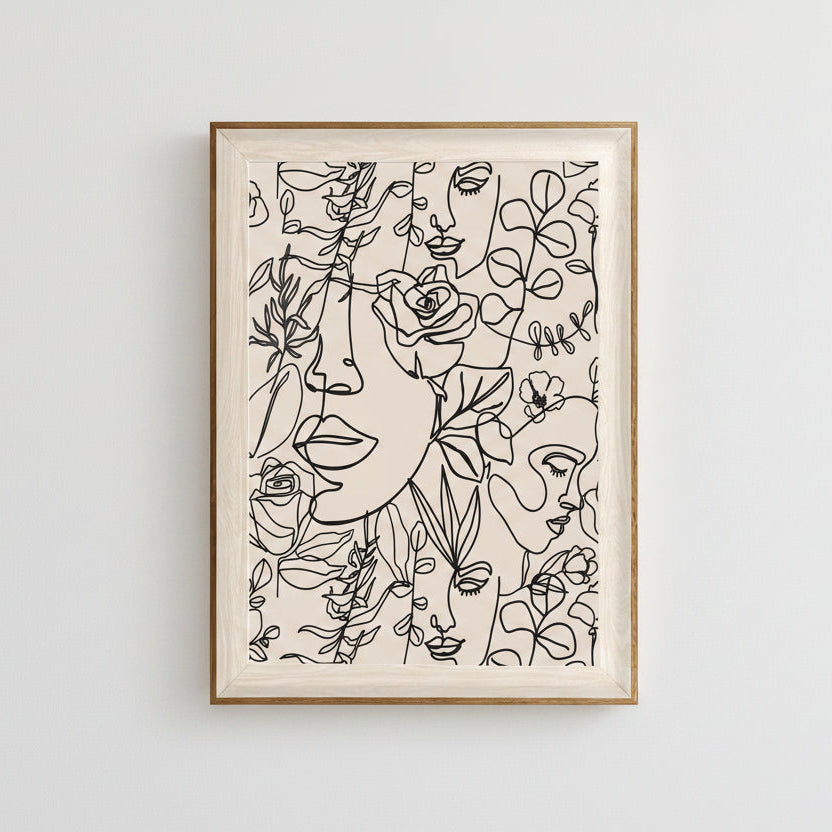Women Face Line Canvas Art 1