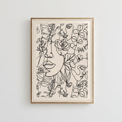 Women Face Line Canvas Art 1