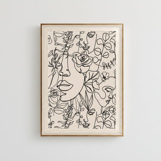 Women Face Line Canvas Art 1