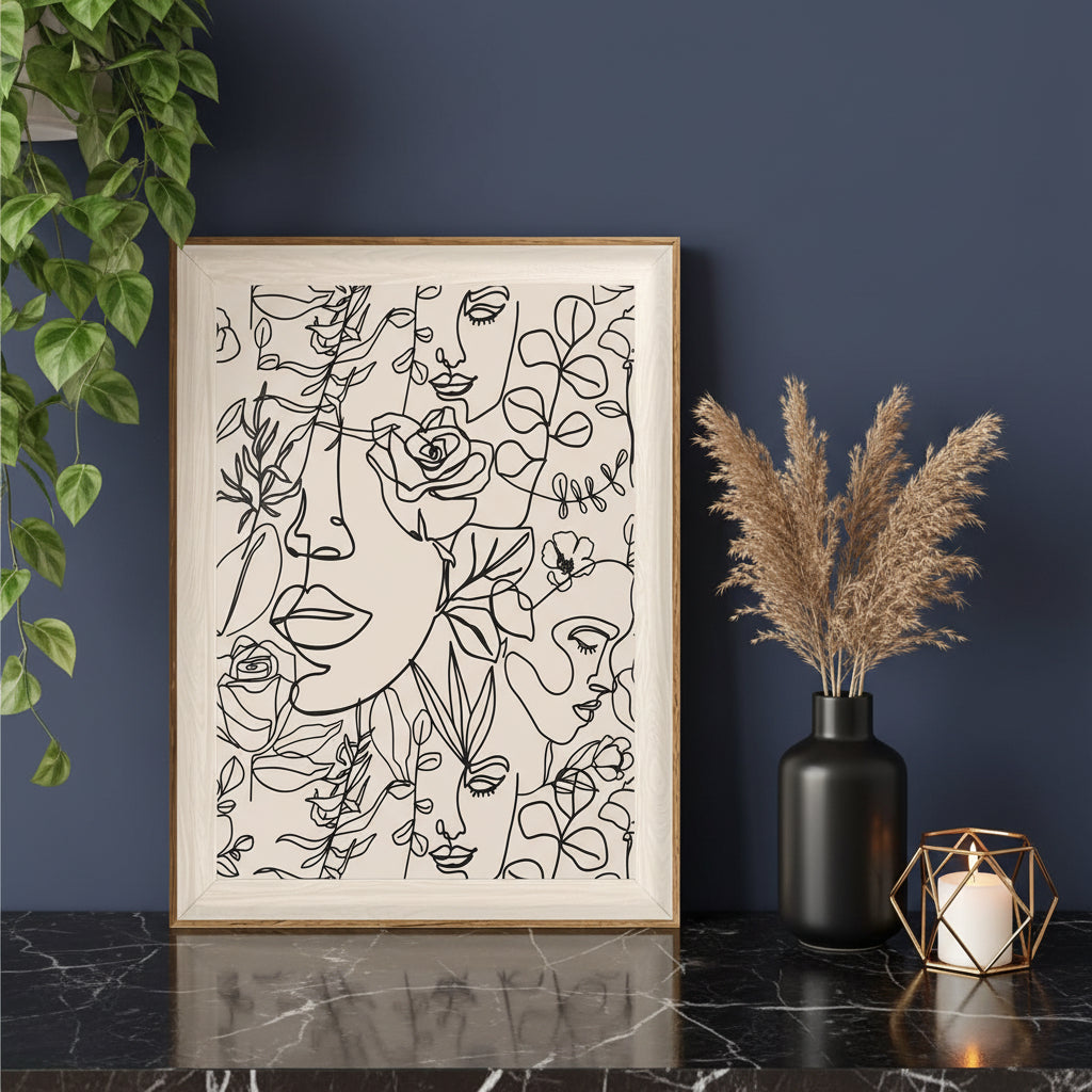 Women Face Line Canvas Art 2