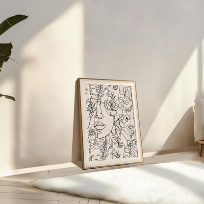 Women Face Line Canvas Art