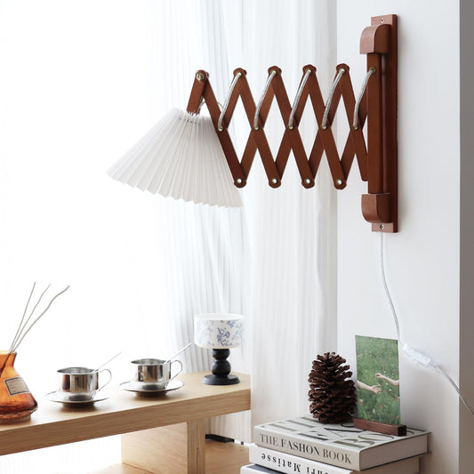 Wood Base Swing Arm Wall Lamp