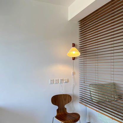 Wood Base Swing Arm Wall Lamp