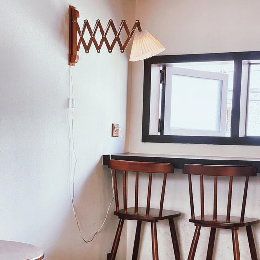 Wood Base Swing Arm Wall Lamp