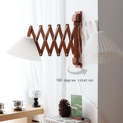 Wood Base Swing Arm Wall Lamp