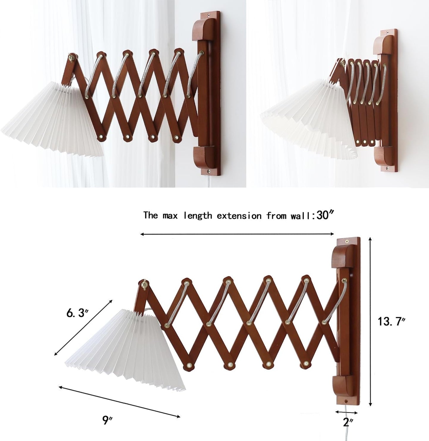 Wood Base Swing Arm Wall Lamp