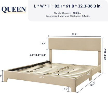 Wood Slats Platform Bed Frame