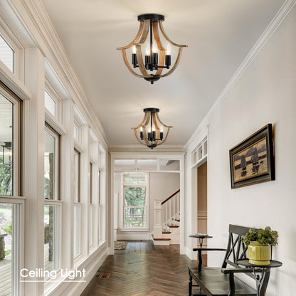 Foyer with ceiling lights, windows, and a staircase