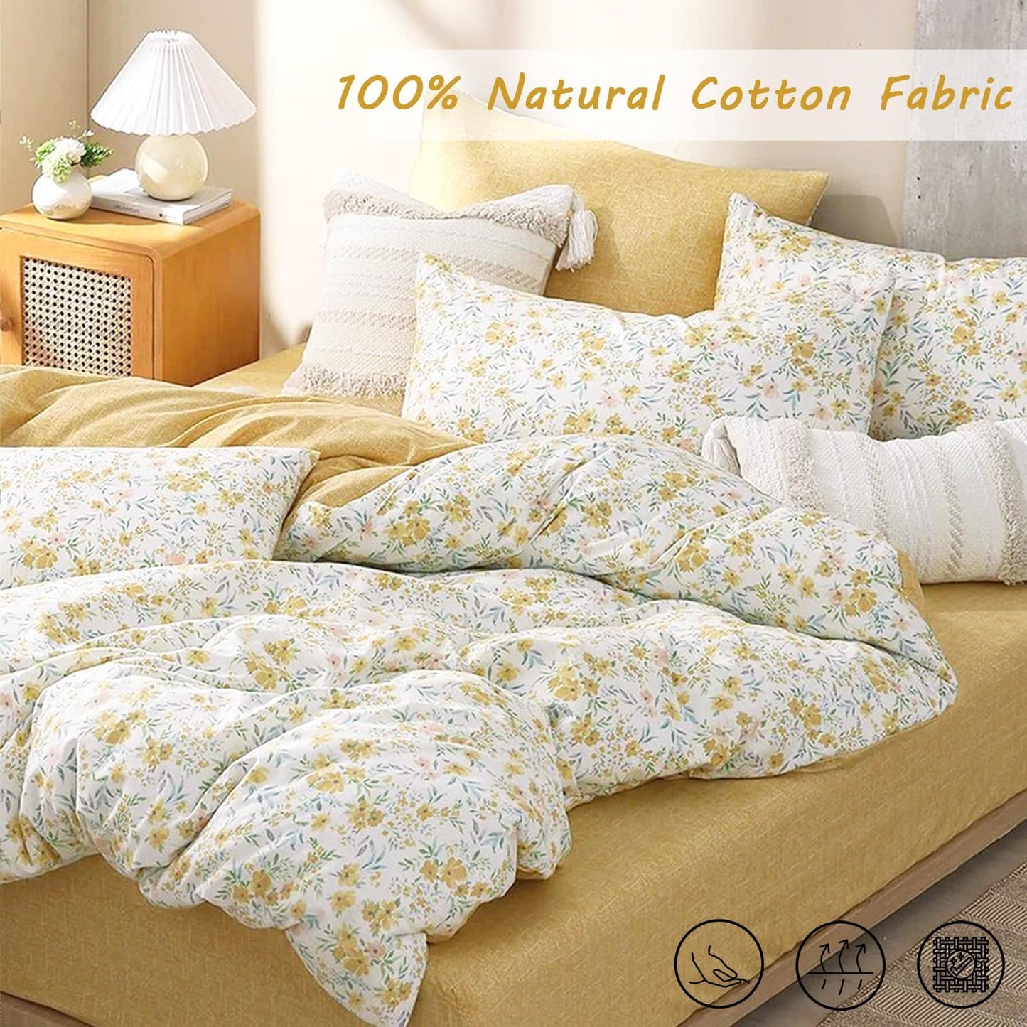 Yellow Reversible Duvet Cover Set