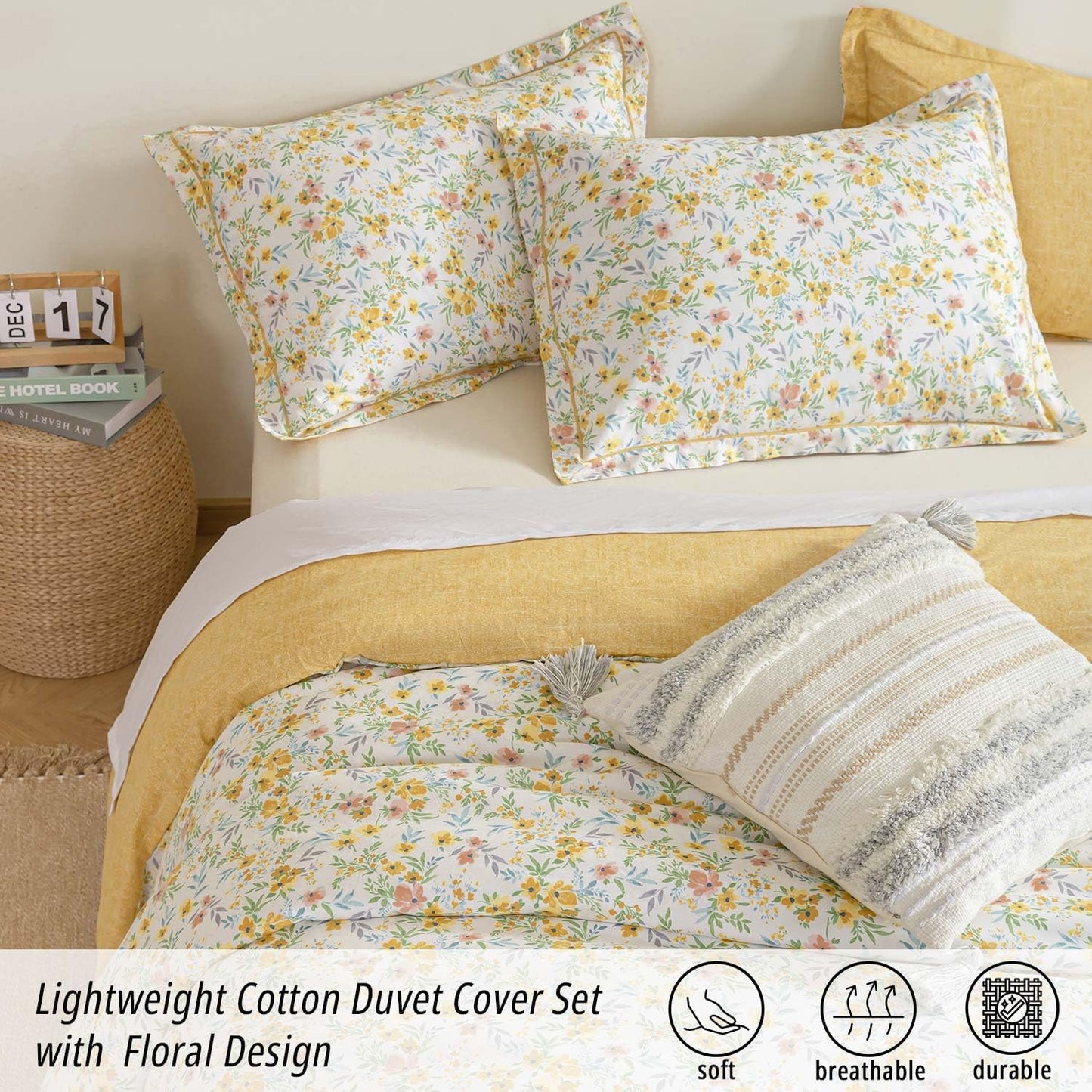 Yellow Reversible Duvet Cover Set