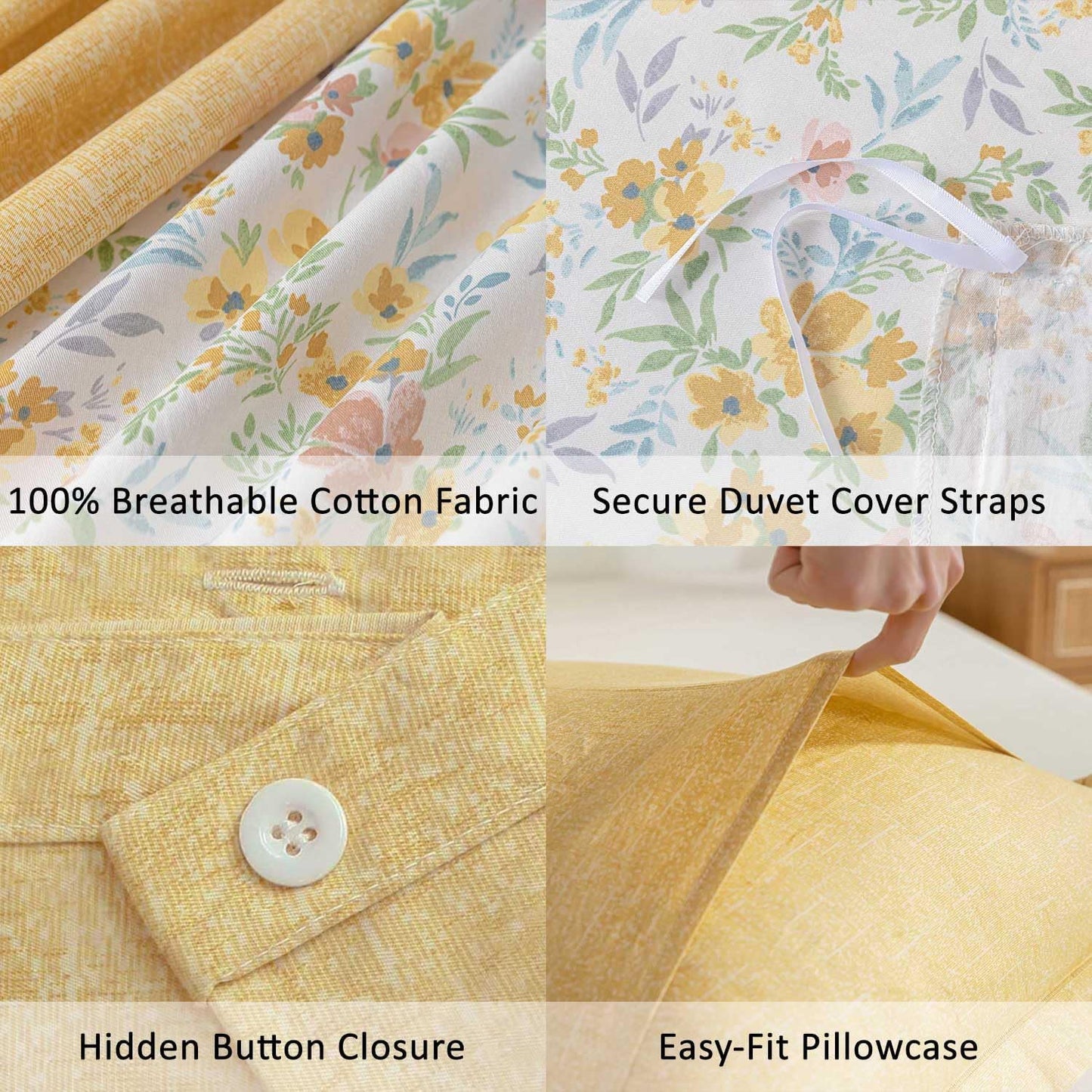 Yellow Reversible Duvet Cover Set