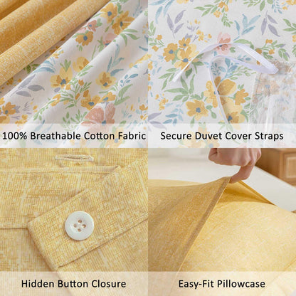 Yellow Reversible Duvet Cover Set