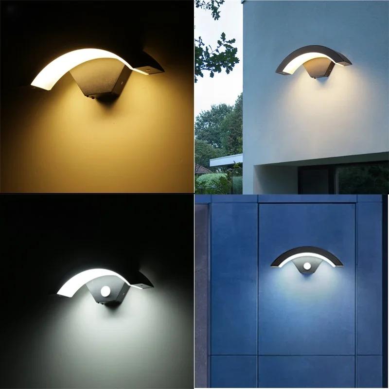 The modern CurveGlow Outdoor Wall Light mounted on a building's exterior.