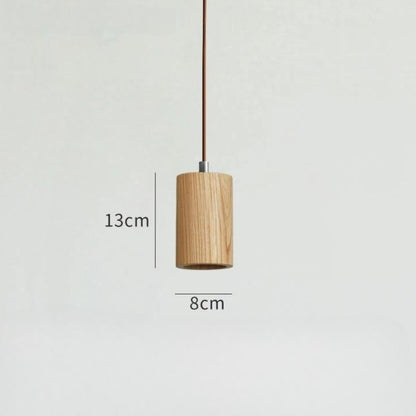 Stylish wooden pendant lamp in Nordic style, featuring precise measurements for modern elegance.