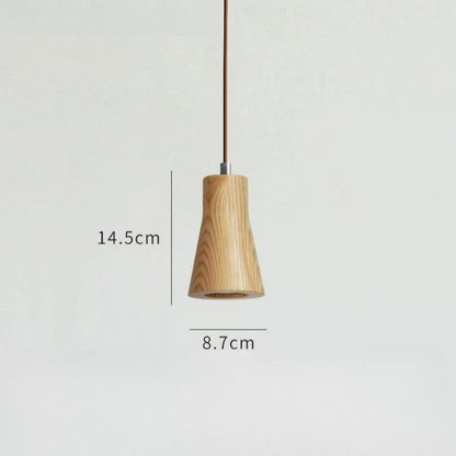 Nordic wooden pendant light, showcasing elegant design with precise measurements for a stylish touch.