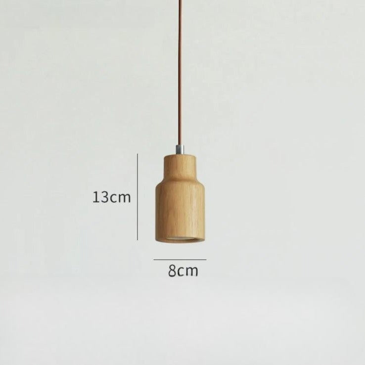 Wooden pendant light with measurements, ideal for adding a touch of Nordic charm to any space.