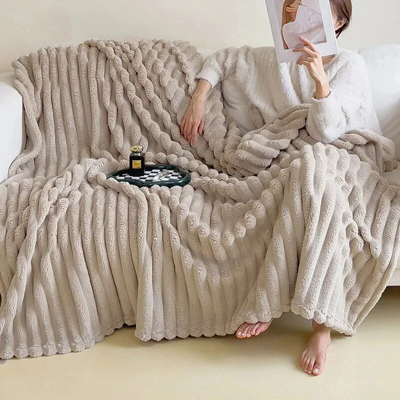 Artificial Rabbit Plush Sofa Blanket
