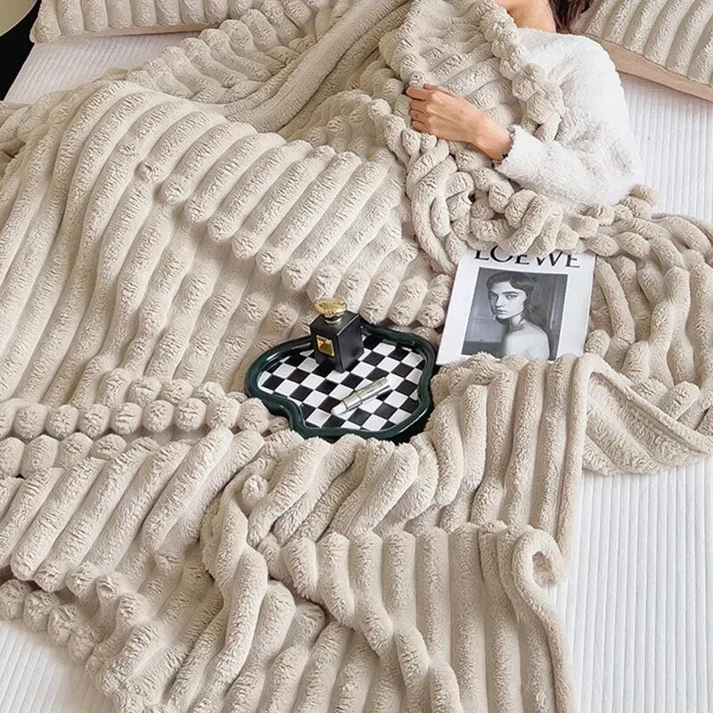 Artificial Rabbit Plush Bed Blanket