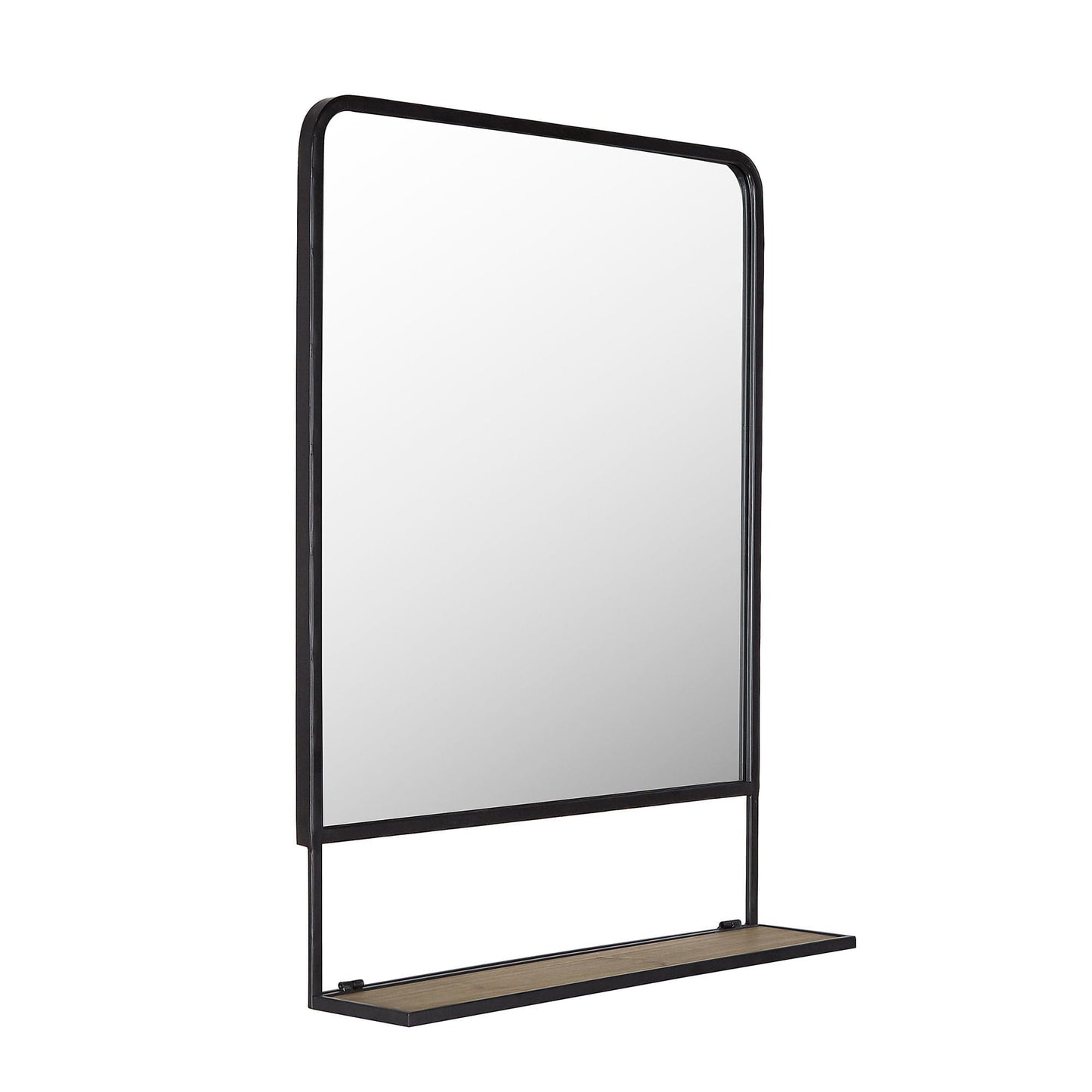 wooden shelf mirror